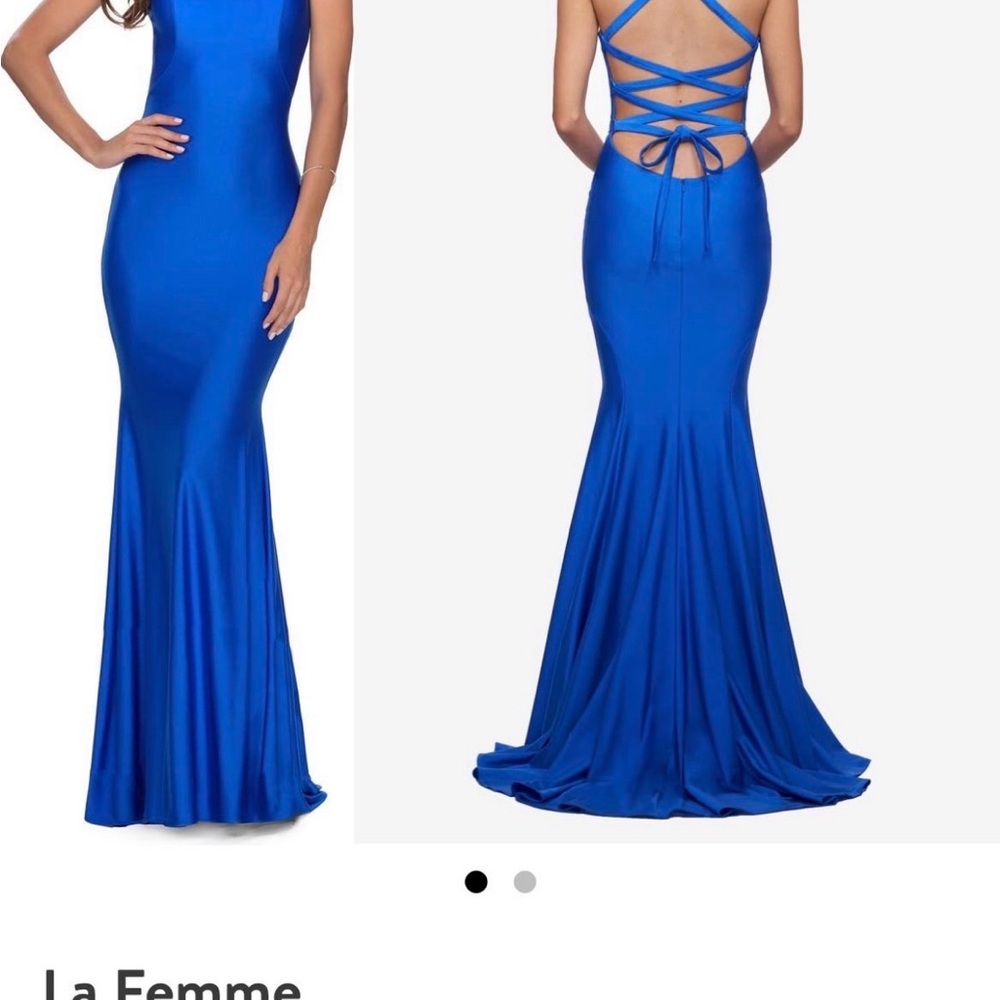 La Femme Sapphire Backless Dress